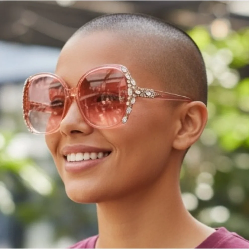 SUNGLASSES: Clear Pink Frame & Lens w/Exquisite Matching Rhinestones, NWT